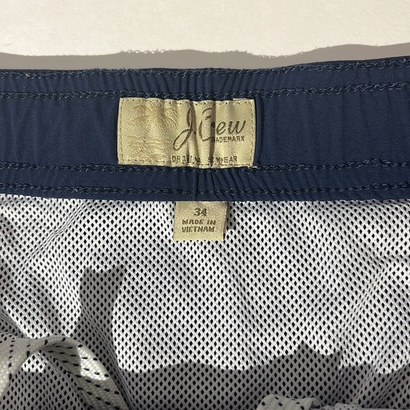 J. Crew mens swim trunks sz 34 navy w/ pockets drawstringer and liner shorts - Picture 2 of 7